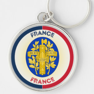 France Coat of Arms Circle Shape Keychain