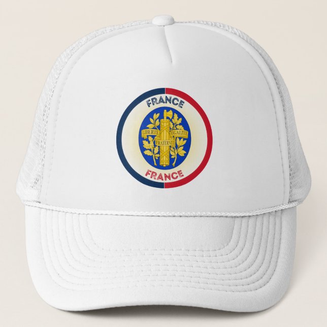 France Coat of Arms Circle Shape Trucker Hat (Front)