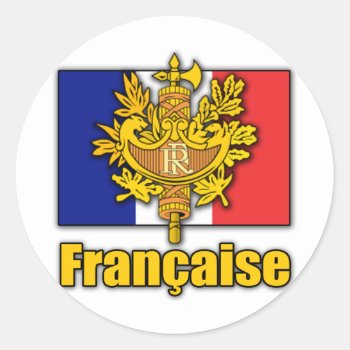 France Coat Of Arms Classic Round Sticker by allworldtees at Zazzle