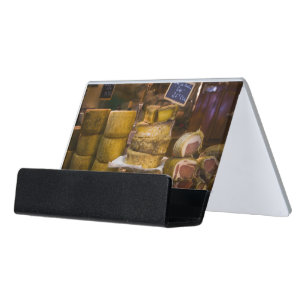France, Corsica. Local cheeses and charcuterie Desk Business Card Holder