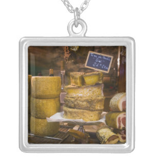 France, Corsica. Local cheeses and charcuterie Silver Plated Necklace