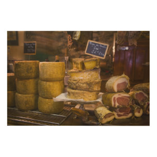 France, Corsica. Local cheeses and charcuterie Wood Wall Decor