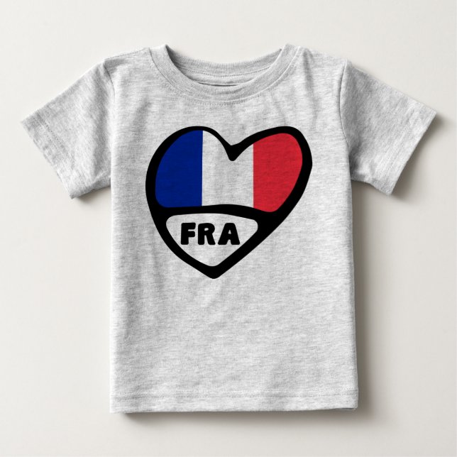 France Country Code Flag Heart, FRA Baby T-Shirt (Front)