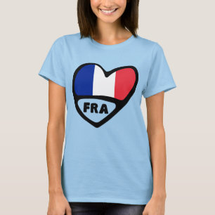 France Country Code Flag Heart, FRA T-Shirt