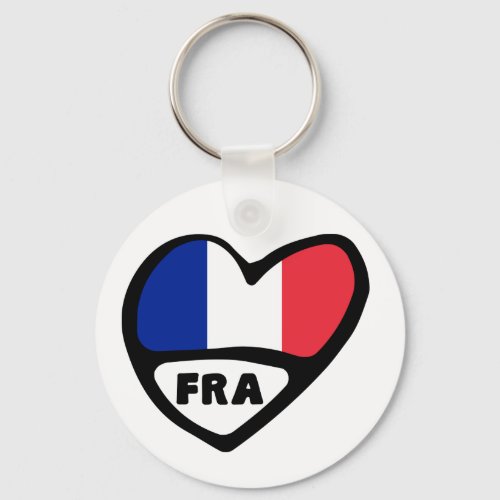 France Country Code Flag Heart Keyring FRA Keychain