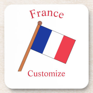 France Country Flag Thunder_Cove Beverage Coaster