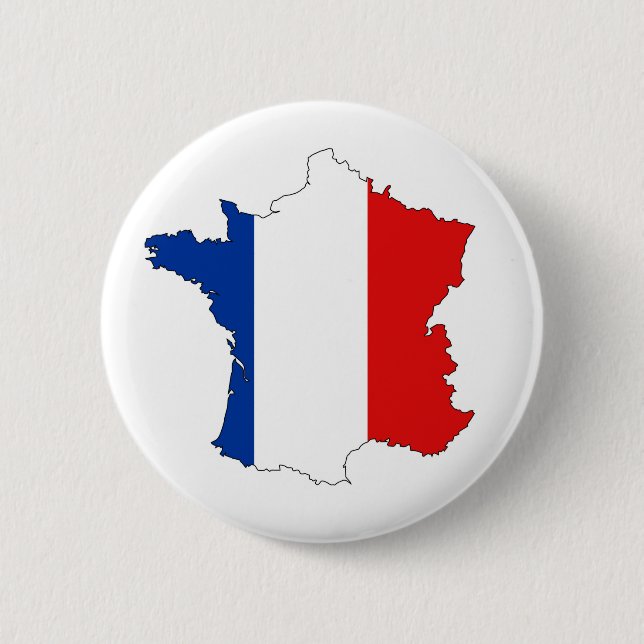 france country map flag label shape pinback button (Front)