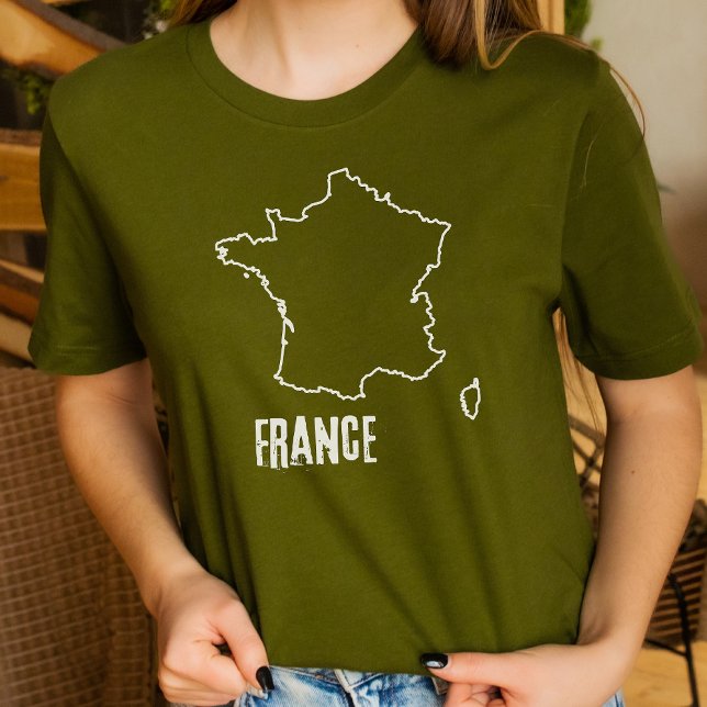 France Country Map Shape Outline French Boundary T-Shirt (Creator Uploaded)
