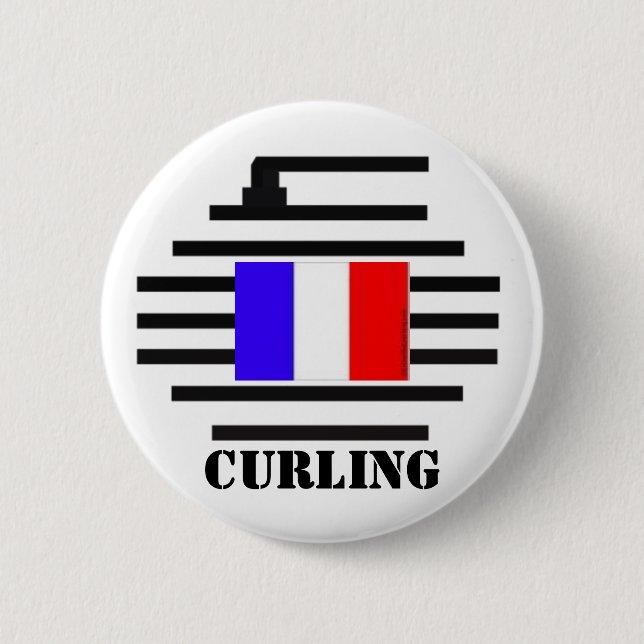 France Curling Pinback Button (Front)