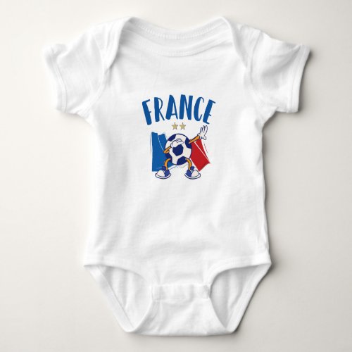 France Dabbing Soccer Ball Flag 2 stars Baby Bodysuit