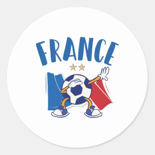 France Dabbing Soccer Ball Flag 2 stars Classic Round Sticker