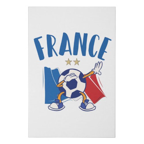 France Dabbing Soccer Ball Flag 2 stars Faux Canvas Print