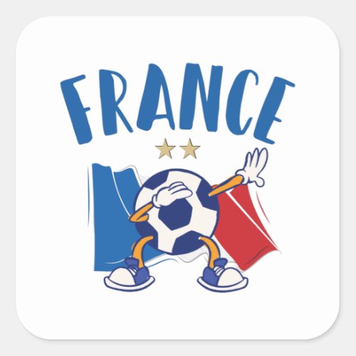 France Dabbing Soccer Ball Flag 2 stars Square Sticker