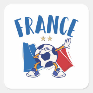 France Dabbing Soccer Ball Flag 2 stars Square Sticker