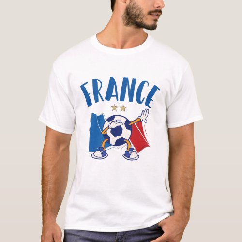 France Dabbing Soccer Ball Flag 2 stars T_Shirt
