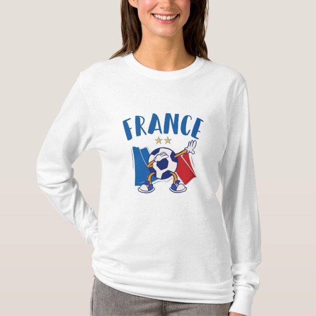 France Dabbing Soccer Ball Flag 2 stars T-Shirt (Front)