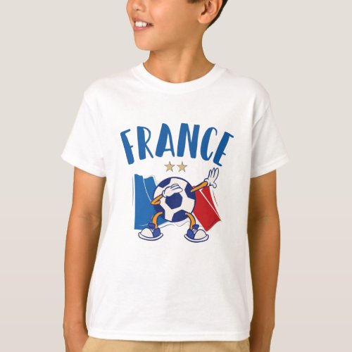 France Dabbing Soccer Ball Flag 2 stars T_Shirt