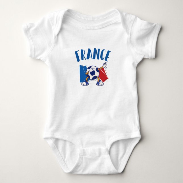 France Dabbing Soccer Ball Flag Baby Bodysuit (Front)