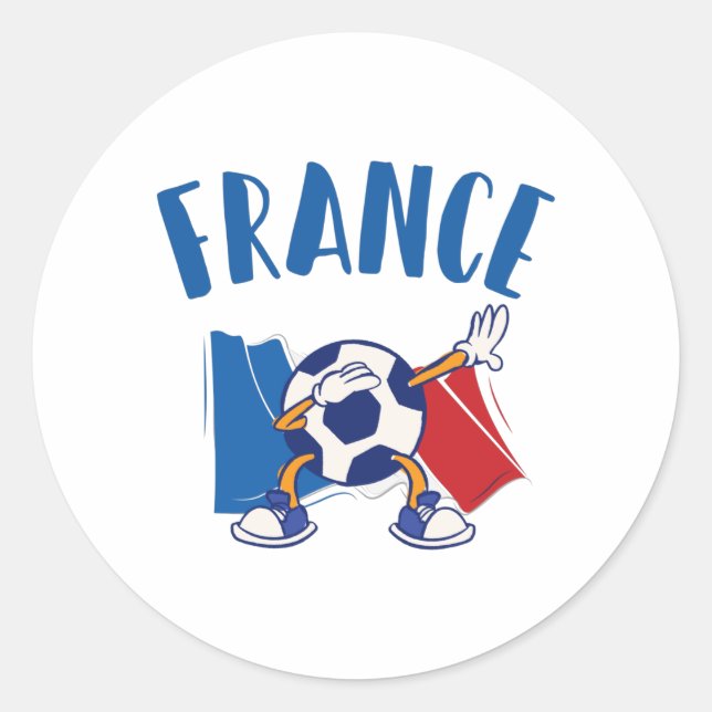 France Dabbing Soccer Ball Flag Classic Round Sticker (Front)