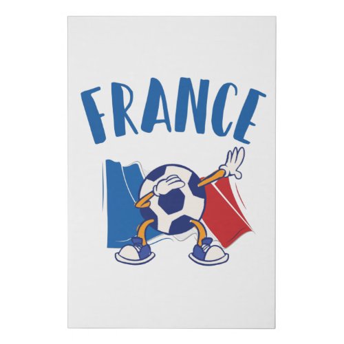 France Dabbing Soccer Ball Flag Faux Canvas Print