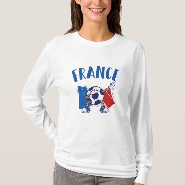 France Dabbing Soccer Ball Flag T-Shirt (Front)