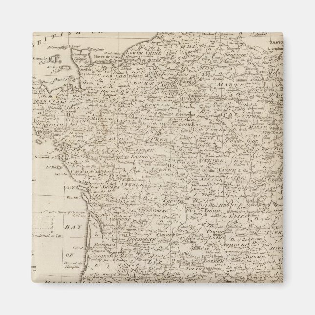 France Divided into Circles and Departments Magnet (Front)