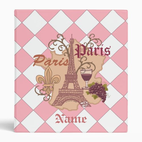 France Eiffel Tower custom name binder