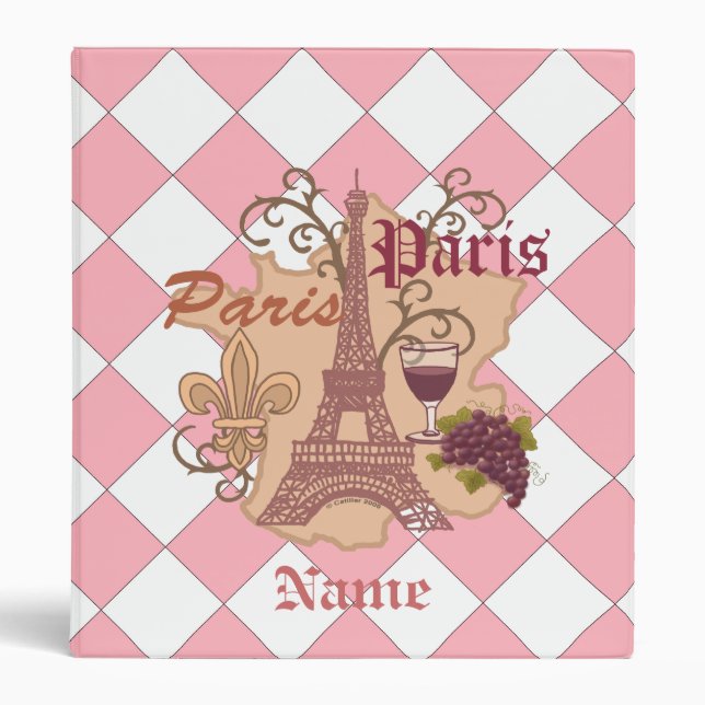 France Eiffel Tower custom name binder (Front)