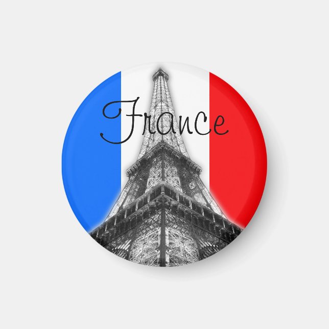 France Eiffel Tower Round Magnet (Front)