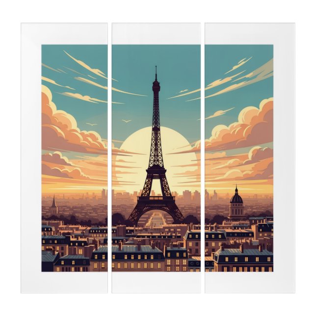 France Eiffel Tower Silhouette Triptych (Front)