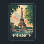 France Eiffel Tower Travel Art Vintage Magnet<br><div class="desc">France retro vector travel design. From the iconic Eiffel Tower in Paris to the vineyards of Bordeaux and the coastal beauty of the French Riviera,  France offers a journey full of romance,  history,  and charm.</div>