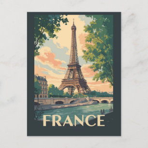 France Eiffel Tower Travel Art Vintage Postcard