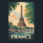France Eiffel Tower Travel Art Vintage Poster<br><div class="desc">France retro vector travel design. From the iconic Eiffel Tower in Paris to the vineyards of Bordeaux and the coastal beauty of the French Riviera,  France offers a journey full of romance,  history,  and charm.</div>