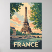 France Eiffel Tower Travel Art Vintage
