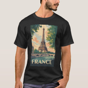 France Eiffel Tower Travel Art Vintage T-Shirt