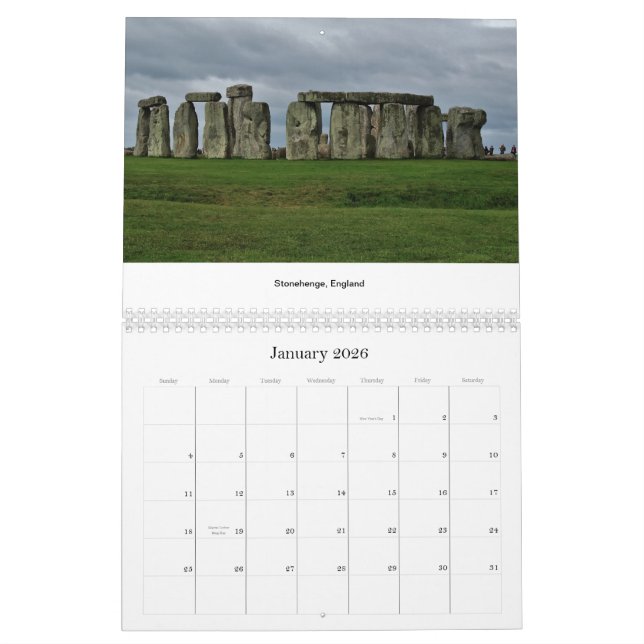 France, England, Ireland Calendar (Jan 2026)