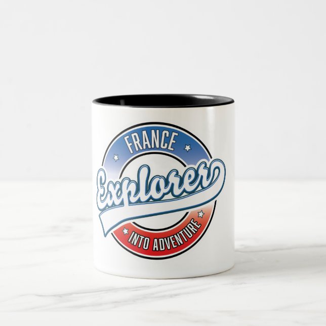 France explorer into adventure Two-Tone coffee mug (Center)