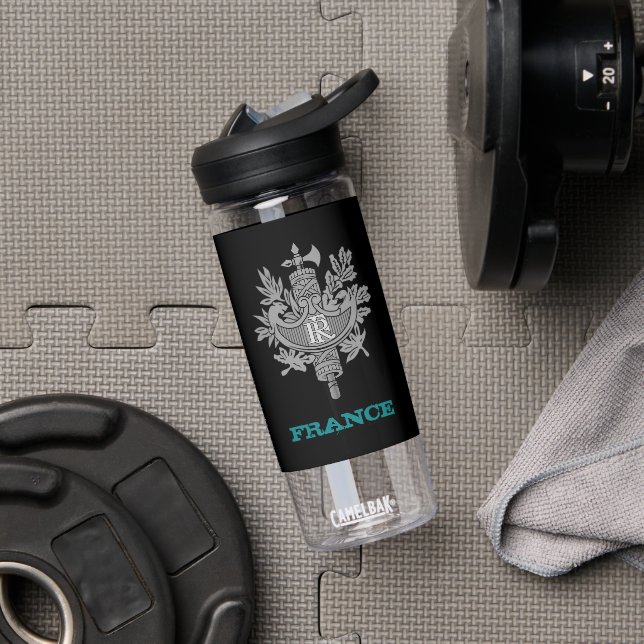 France Fitness & French coat of arms / flag Water Bottle (Gym)