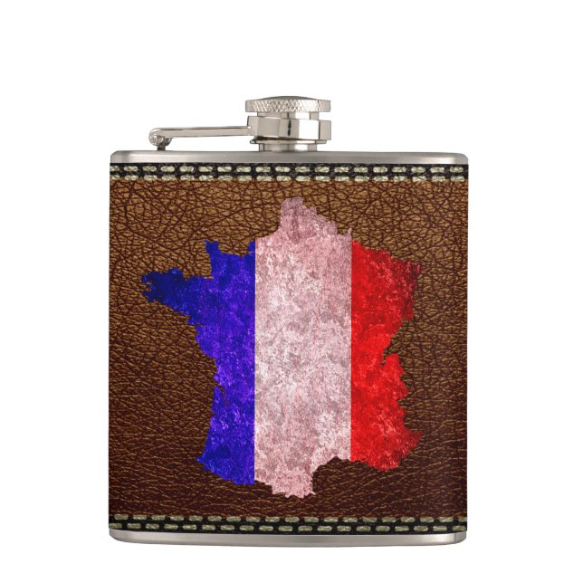 France Flag and Map Flask (Front)
