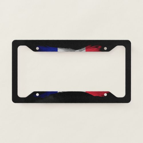 France flag brush stroke national flag license plate frame
