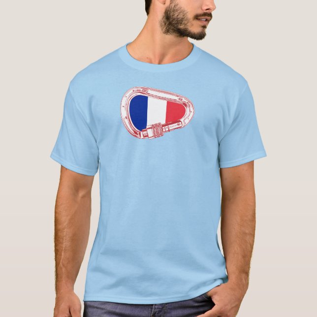 France Flag Climbing Carabiner T-Shirt (Front)