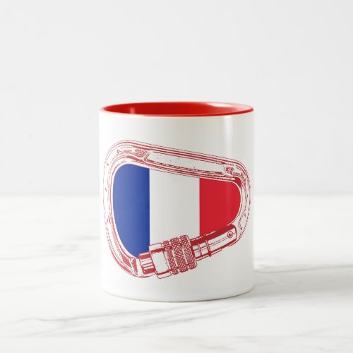 France Flag Climbing Carabiner Two_Tone Coffee Mug