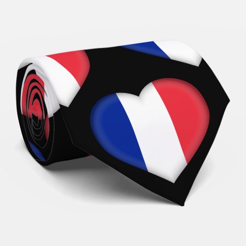 France Flag Colors Heart Pattern Neck Tie