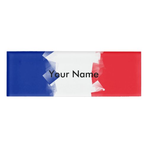 France Flag Cubic Name Tag