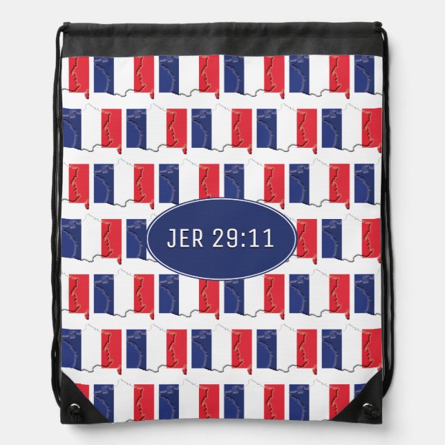 FRANCE FLAG | Customizable | JEREMIAH 29:11 Drawstring Bag (Front)