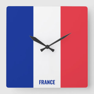 France Flag Dazzling Patriotic Square Wall Clock
