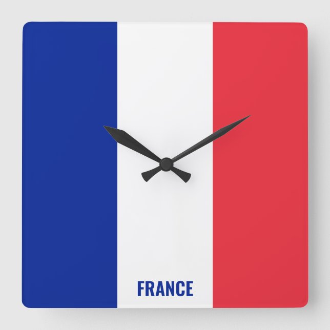 France Flag Dazzling Patriotic Square Wall Clock (Front)
