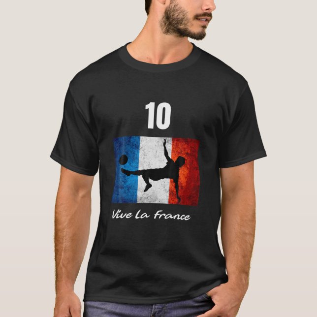France Flag Distressed Soccer Vive La France Men W T-Shirt (Front)