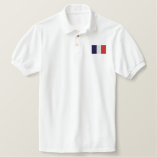 France flag embroidered men's polo shirt