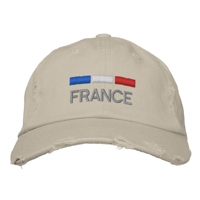 France Flag Embroidery Embroidered Baseball Cap (Front)
